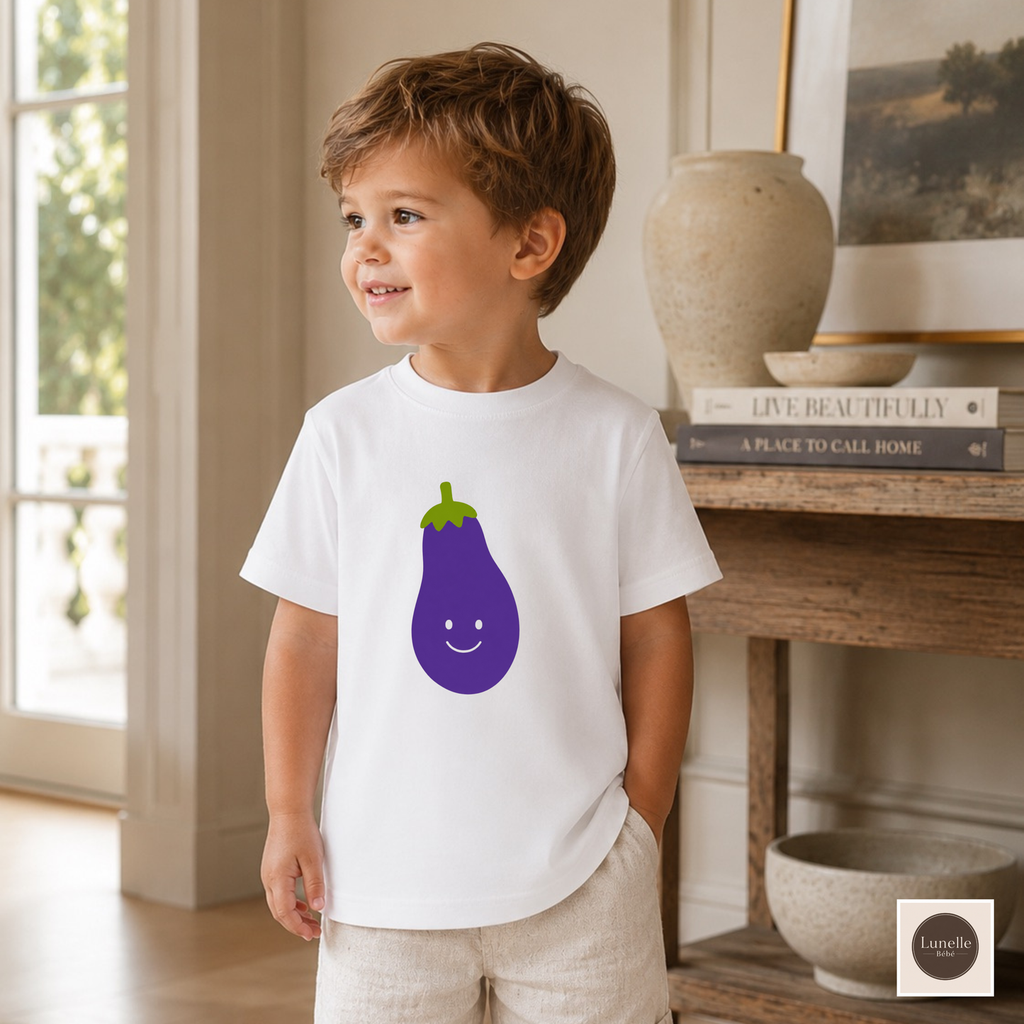 Cute Eggplant Toddler Shirt, Funny Veggie Kids Tee, Kawaii Eggplant T-Shirt, Purple Vegetable Shirt, Gift for Toddler, Kids Cute Bday Shirt
