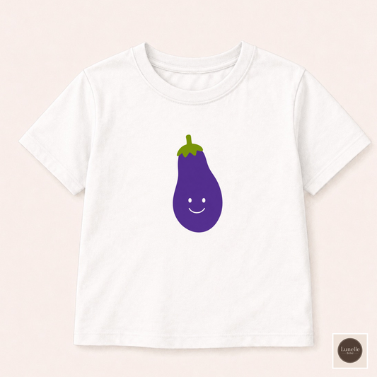 Cute Eggplant Toddler Shirt, Funny Veggie Kids Tee, Kawaii Eggplant T-Shirt, Purple Vegetable Shirt, Gift for Toddler, Kids Cute Bday Shirt