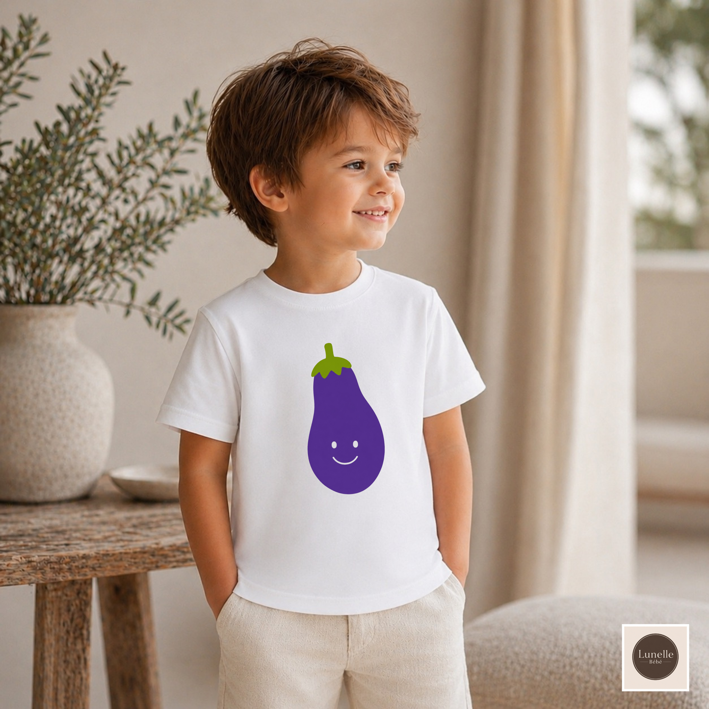 Cute Eggplant Toddler Shirt, Funny Veggie Kids Tee, Kawaii Eggplant T-Shirt, Purple Vegetable Shirt, Gift for Toddler, Kids Cute Bday Shirt