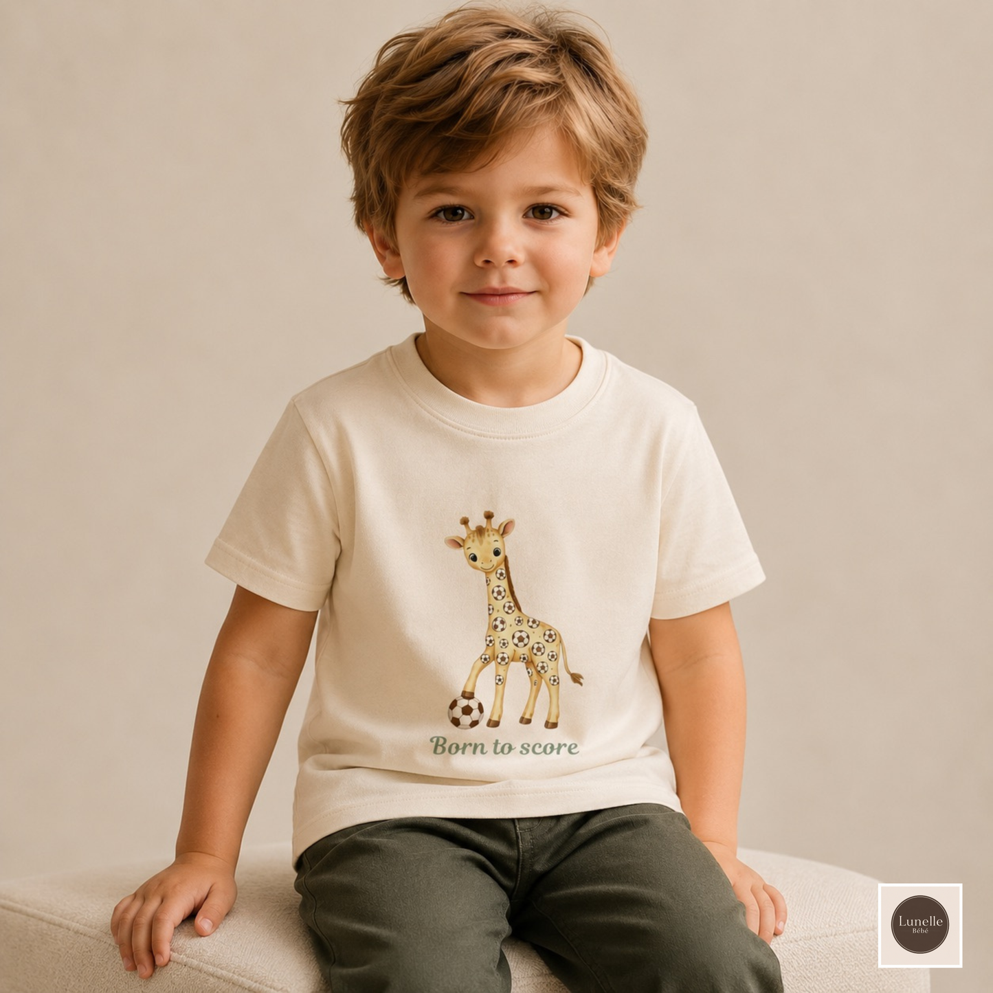 Born to Score Giraffe Toddler T-Shirt - Soccer Shirt for Kids | Football Toddler Tee
