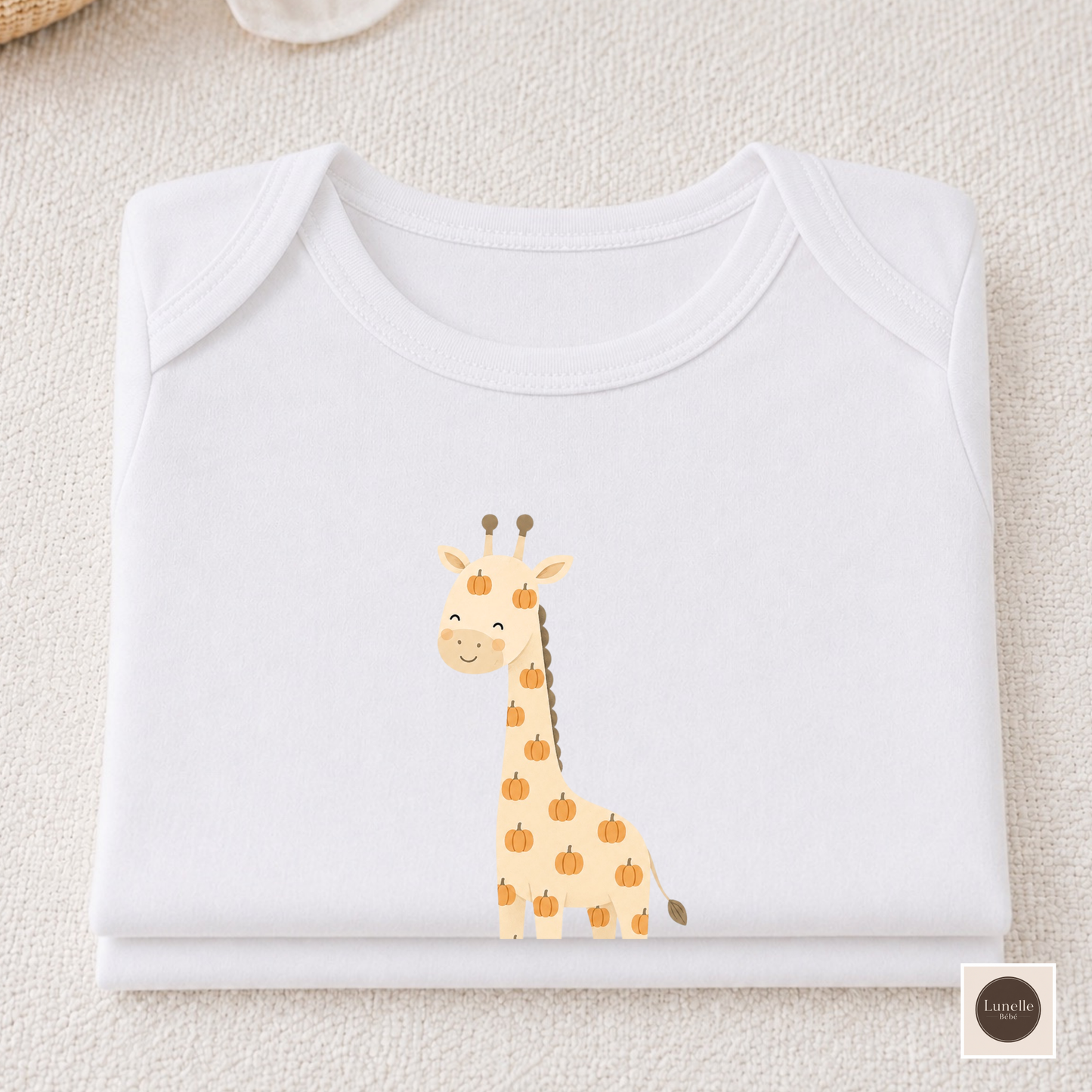 Minimalist Giraffe Long Sleeve Baby Bodysuit | Organic Style Baby One Piece | Neutral Baby Gift | NB–18M