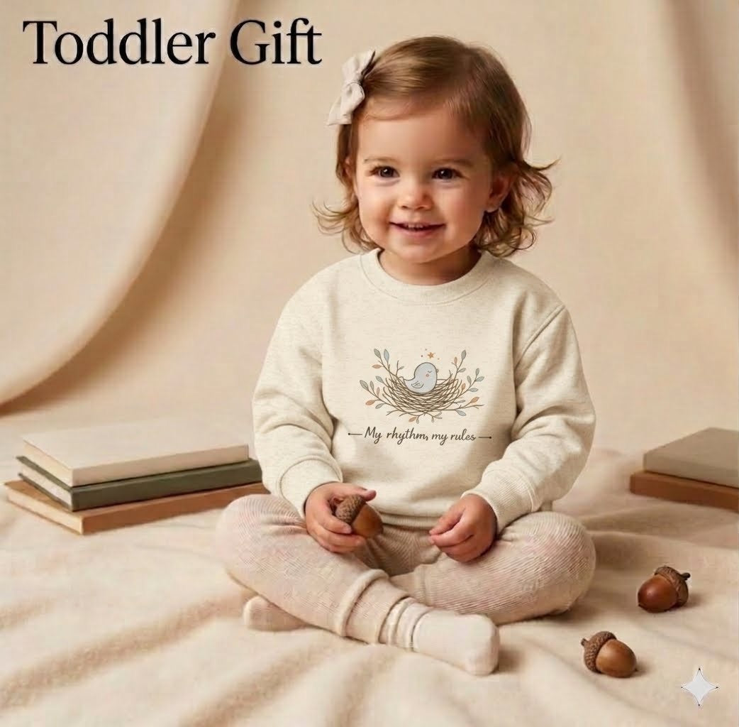 Kids Sweatshirt | Bird in Nest Sweatshirt | Neutral Toddler Pullover | Cozy Minimalist Fall Sweatshirt | Unisex Children's Crewneck