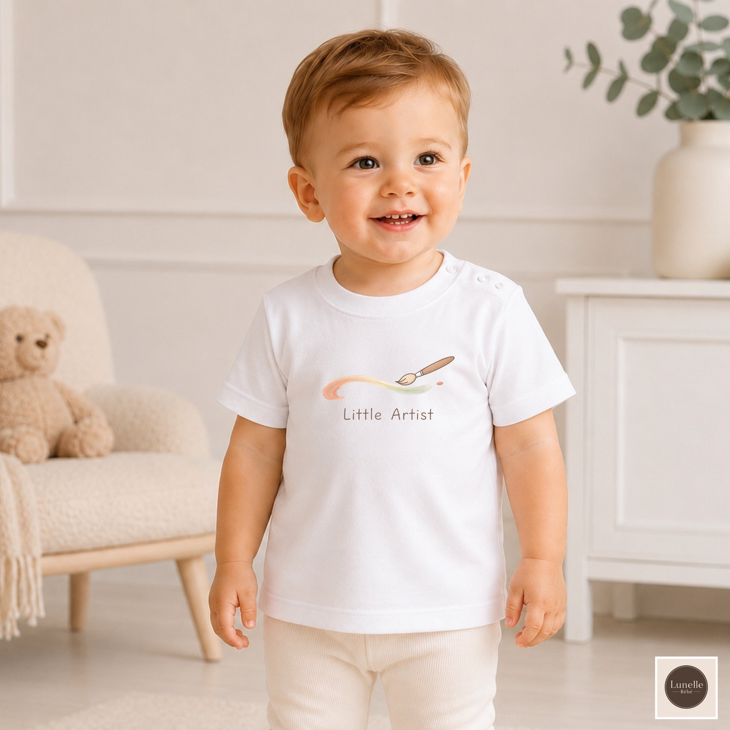 Little Artist Organic Cotton Baby T‑Shirt | Minimalist Baby Tee | Organic Cotton Infant Shirt | Baby Painter Outfit | Creative Baby Gift