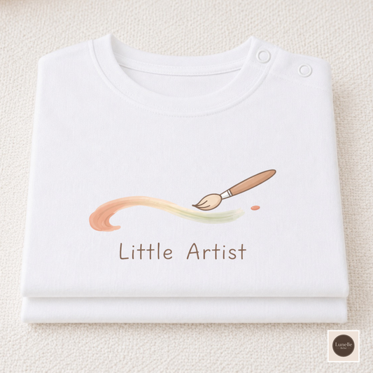 Little Artist Organic Cotton Baby T‑Shirt | Minimalist Baby Tee | Organic Cotton Infant Shirt | Baby Painter Outfit | Creative Baby Gift