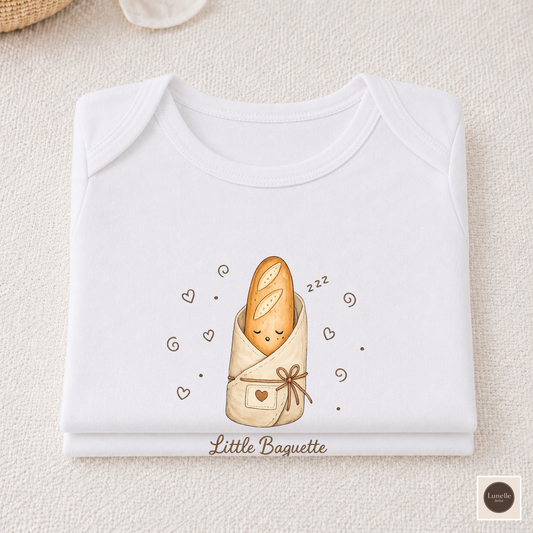 Little Baguette Baby Bodysuit | French Baby Clothes | Paris Inspired Baby Outfit | Neutral Organic Infant Onesie | Baby Shower Gift