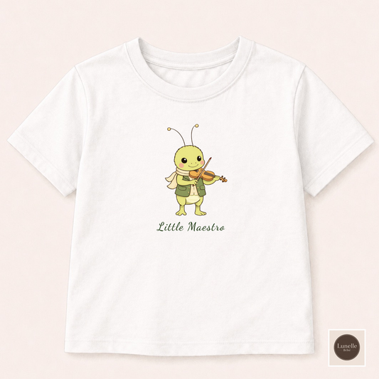 Organic Baby Music Shirt, Little Maestro Baby Tee, Violin Baby T-Shirt, Cute Musician Infant T Shirt, Organic Toddler Top NB-24M