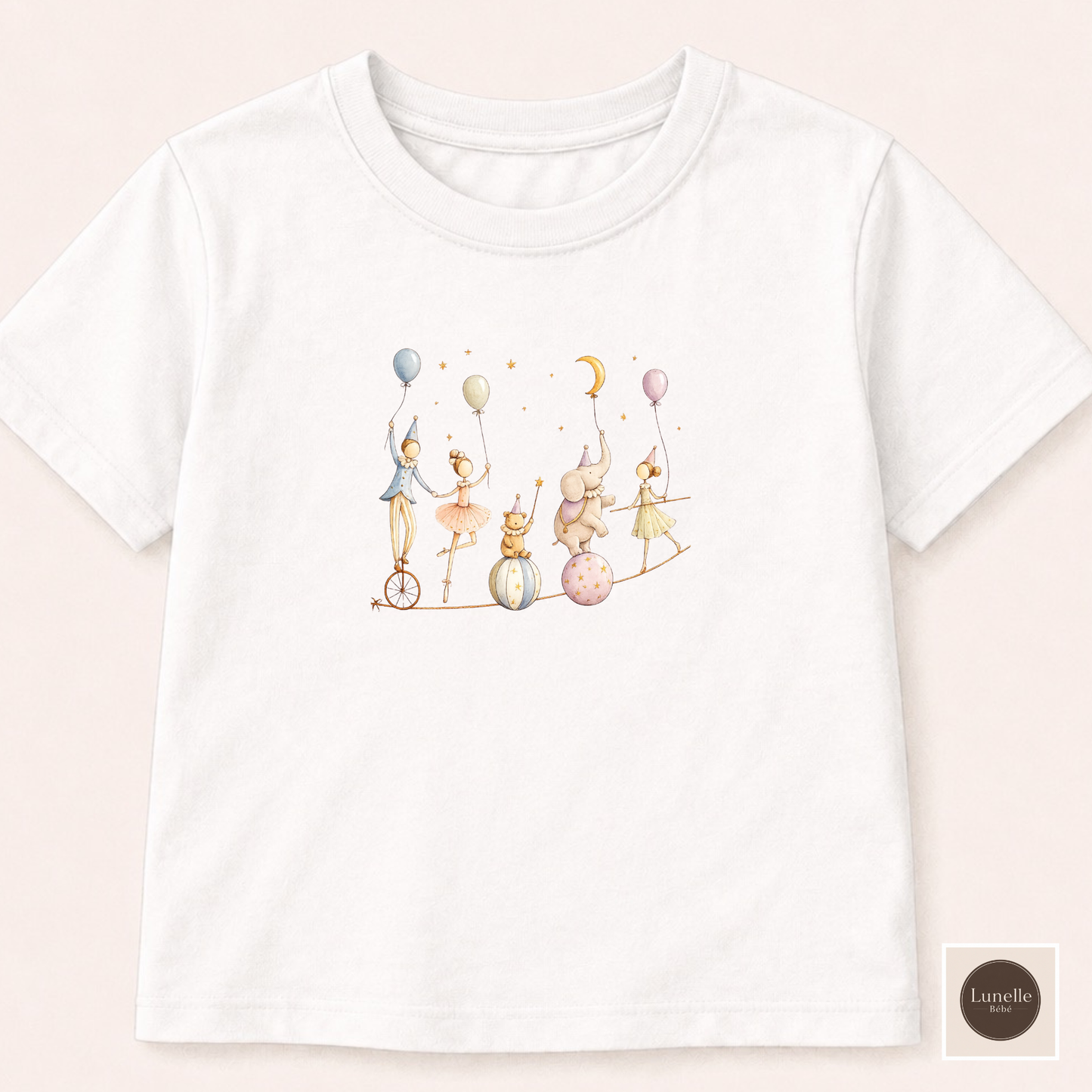 Organic Baby Circus T-Shirt, Luxury Baby Tee, Cute Baby Clothes, Neutral Baby Gift, Circus Animals Shirt, Newborn to 24M