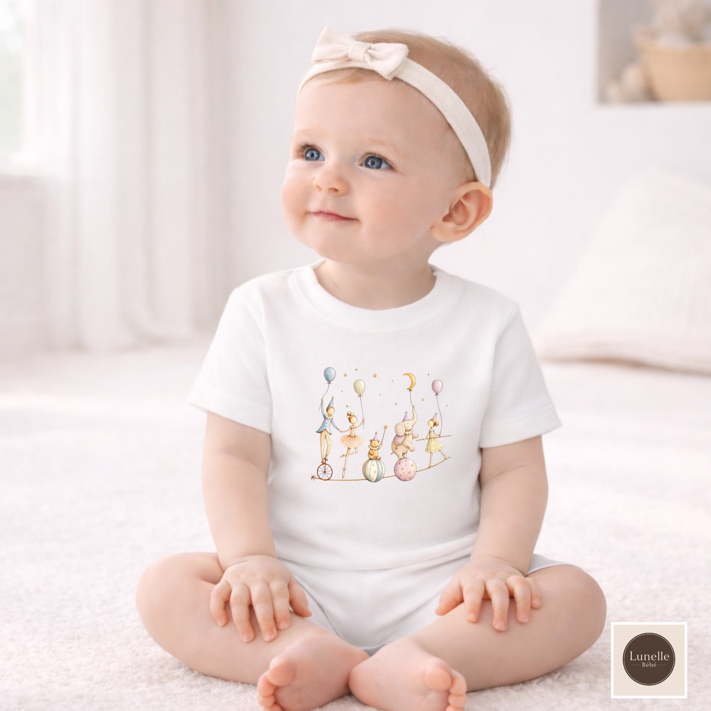 Organic Baby Circus T-Shirt, Luxury Baby Tee, Cute Baby Clothes, Neutral Baby Gift, Circus Animals Shirt, Newborn to 24M