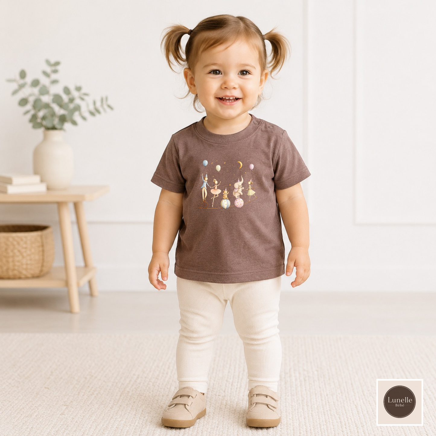Organic Baby Circus T-Shirt, Luxury Baby Tee, Cute Baby Clothes, Neutral Baby Gift, Circus Animals Shirt, Newborn to 24M