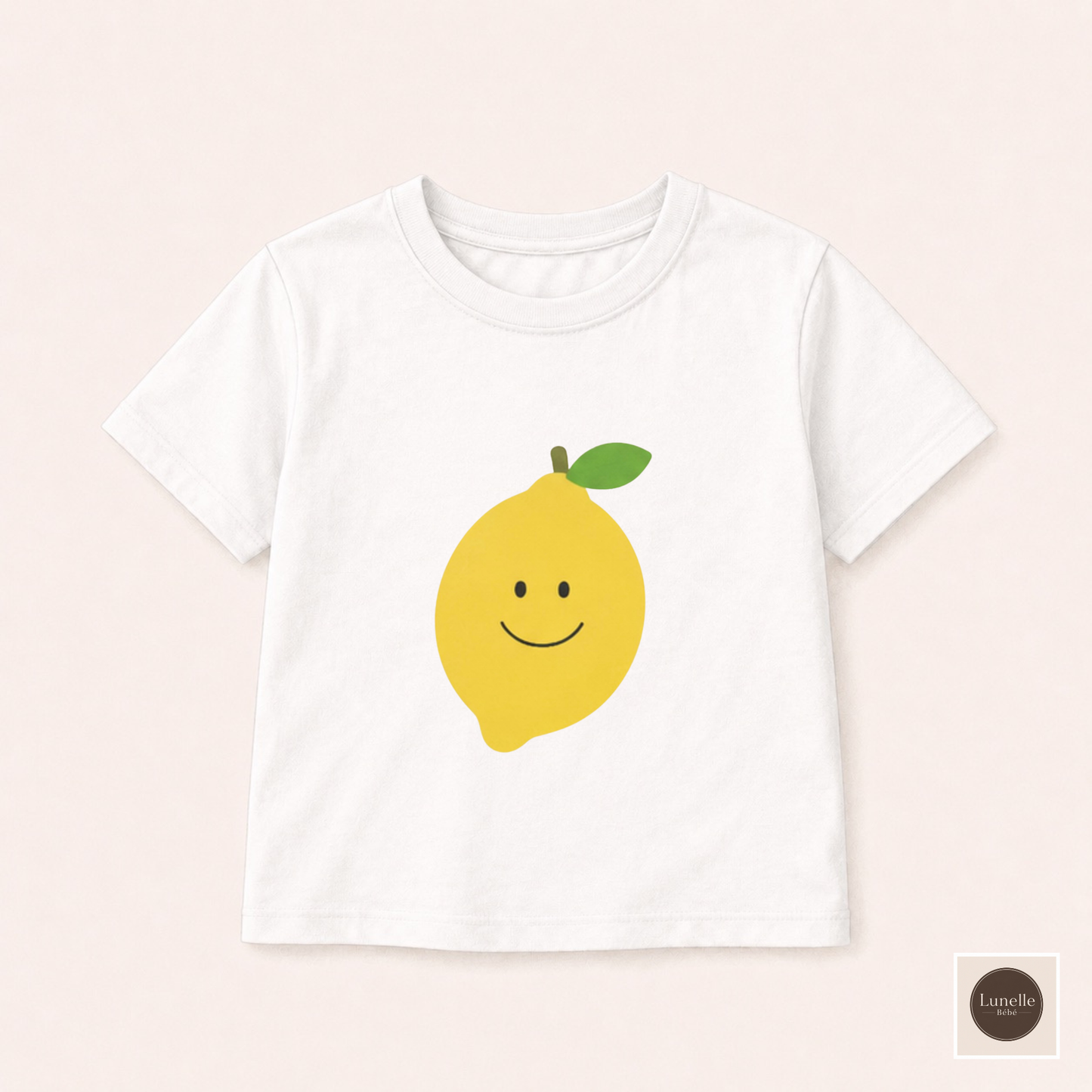 Smiley Lemon Kids Shirt, Minimal Fruit T-Shirt for Toddlers, Neutral Summer Tee for Boys and Girls, Cute Lemon Top, Lemon Birthday Outfit