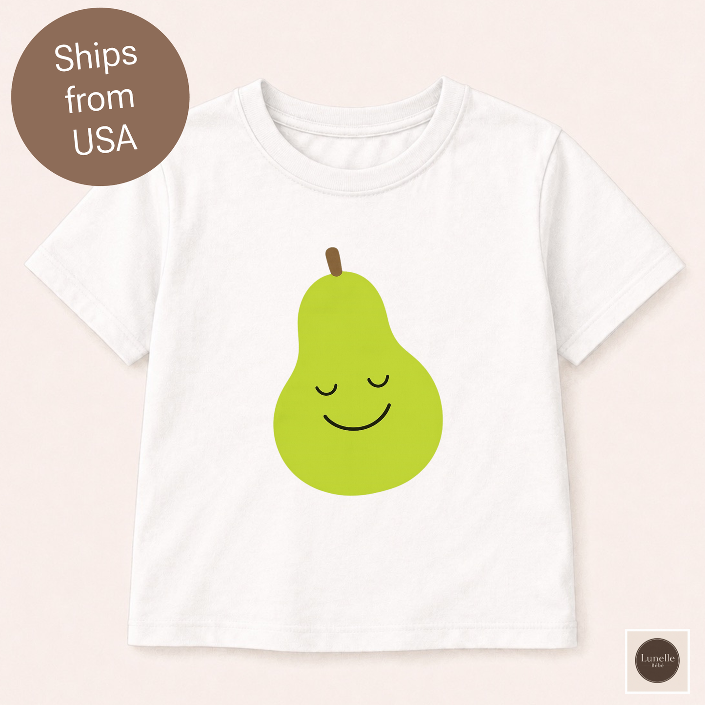 Smiling Pear Toddler T-Shirt | Cute Fruit Baby Shirt | Minimalist Pear Graphic Tee | Boutique Toddler Clothing | Cute Baby Outfit | Baby Top