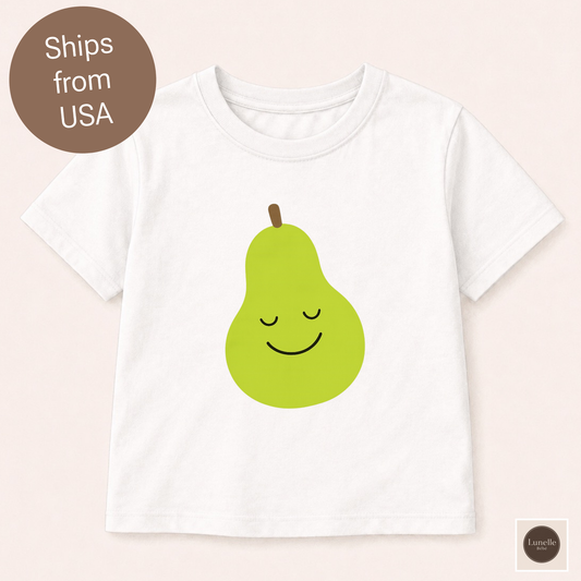 Smiling Pear Toddler T-Shirt | Cute Fruit Baby Shirt | Minimalist Pear Graphic Tee | Boutique Toddler Clothing | Cute Baby Outfit | Baby Top