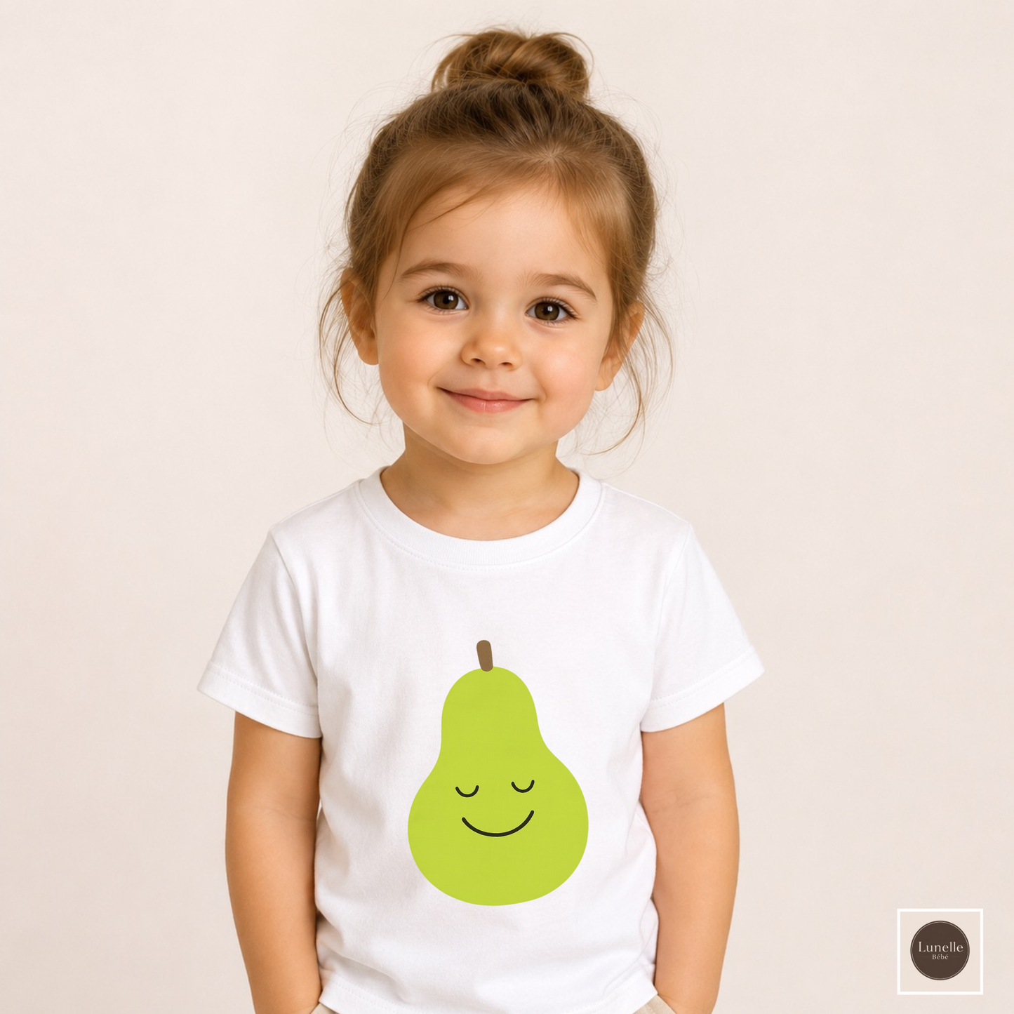 Cute Pear Toddler T-Shirt | Smiling Fruit Shirt for Kids | Minimalist Pear Graphic Tee | Boutique Toddler Clothes | Funny Toddler T-Shirt