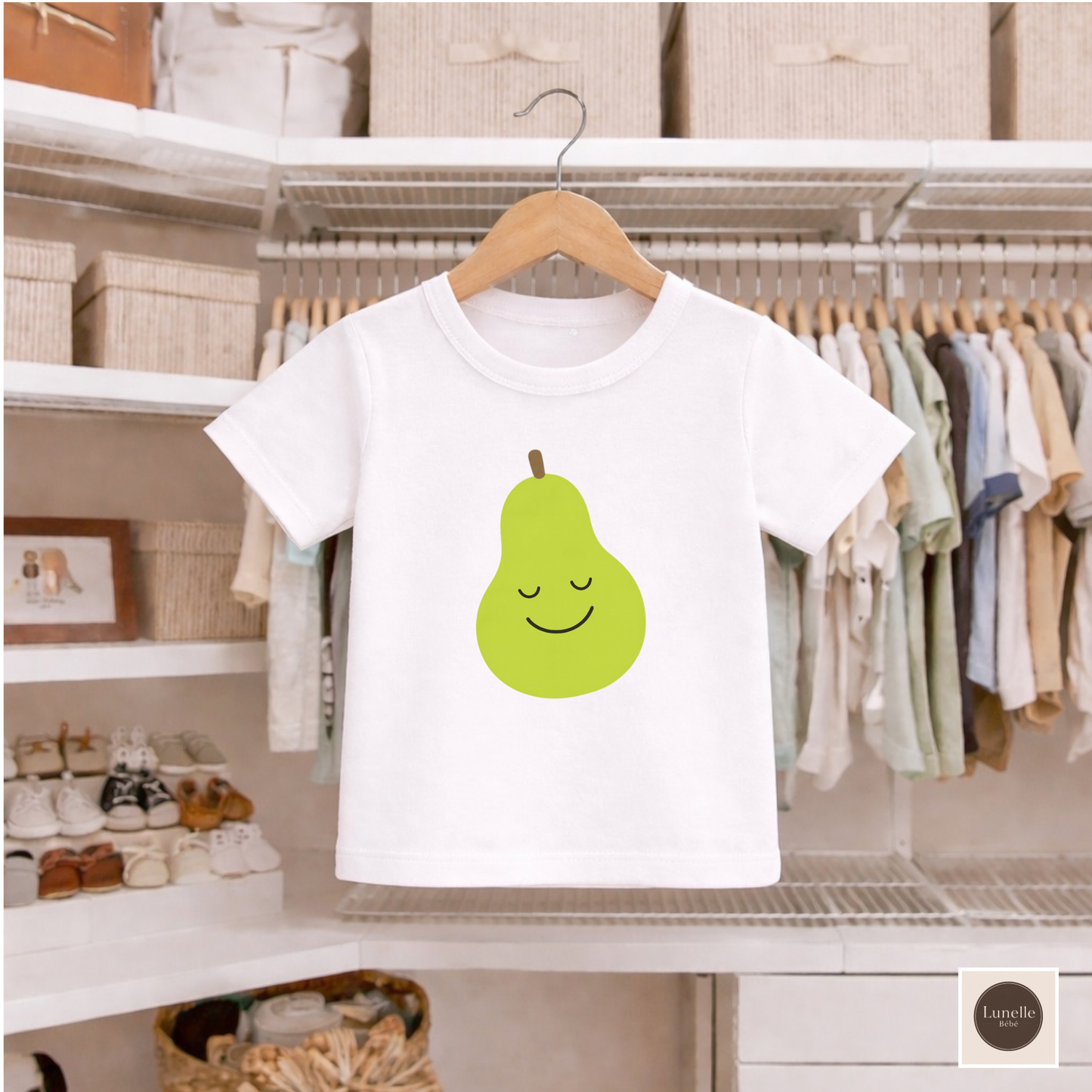 Smiling Pear Toddler T-Shirt | Cute Fruit Baby Shirt | Minimalist Pear Graphic Tee | Boutique Toddler Clothing | Cute Baby Outfit | Baby Top