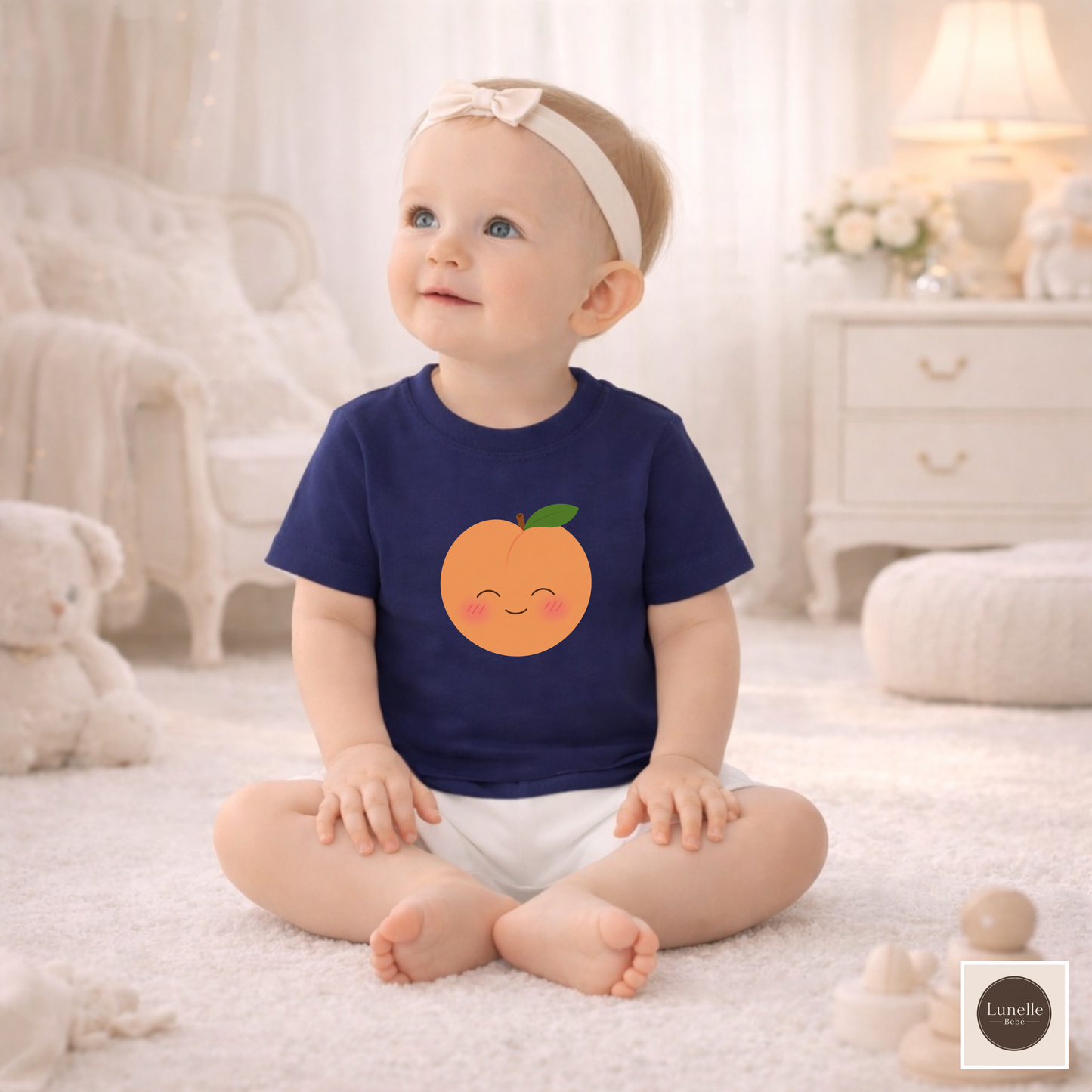 Organic Peach Baby Shirt, Cute Peach Toddler Tee, Positive Baby T-Shirt, Newborn Organic Cotton Shirt, Baby Shower Gift, Neutral Baby Gift