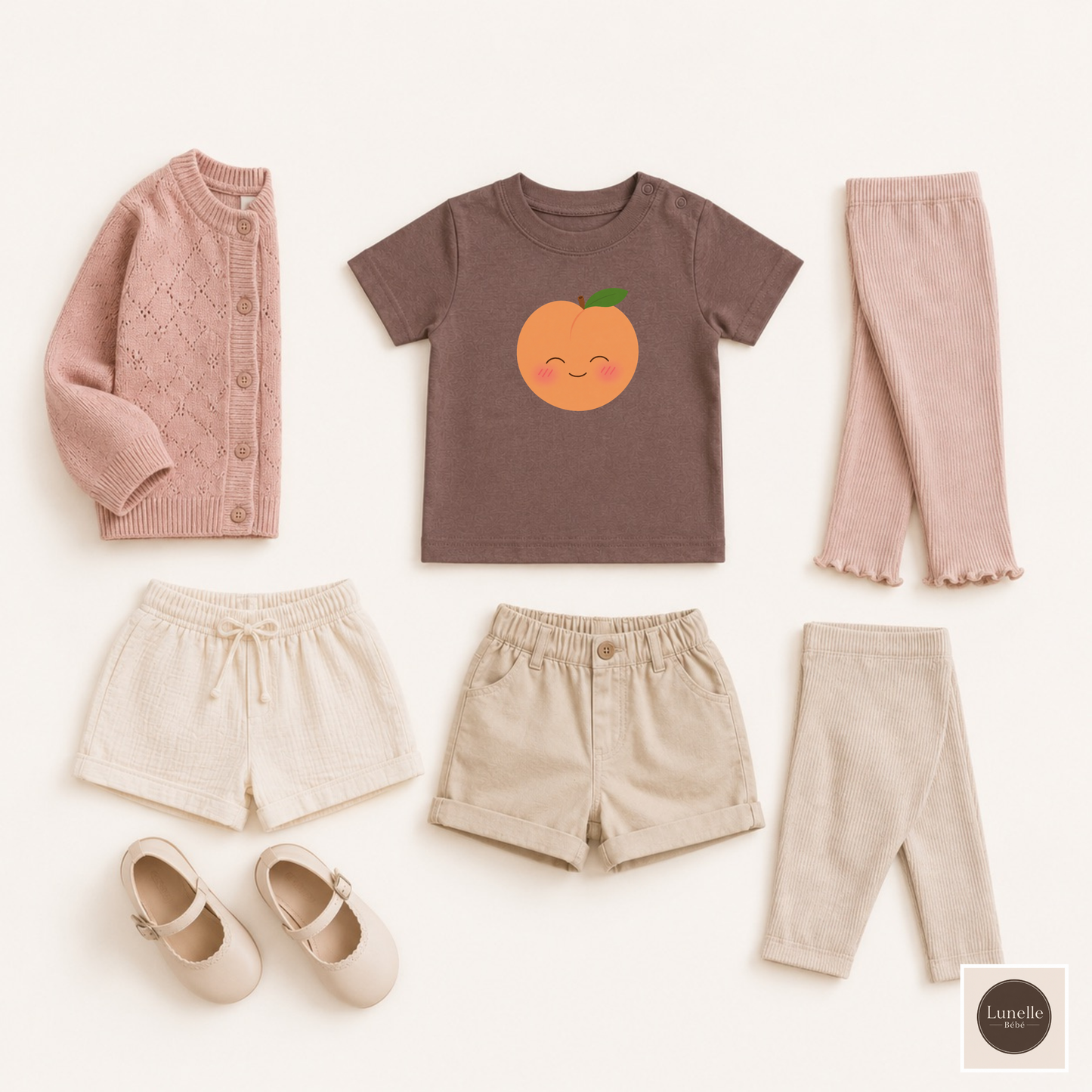 Organic Peach Baby Shirt, Cute Peach Toddler Tee, Positive Baby T-Shirt, Newborn Organic Cotton Shirt, Baby Shower Gift, Neutral Baby Gift