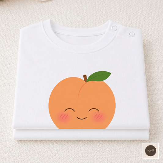 Organic Peach Baby Shirt, Cute Peach Toddler Tee, Positive Baby T-Shirt, Newborn Organic Cotton Shirt, Baby Shower Gift, Neutral Baby Gift