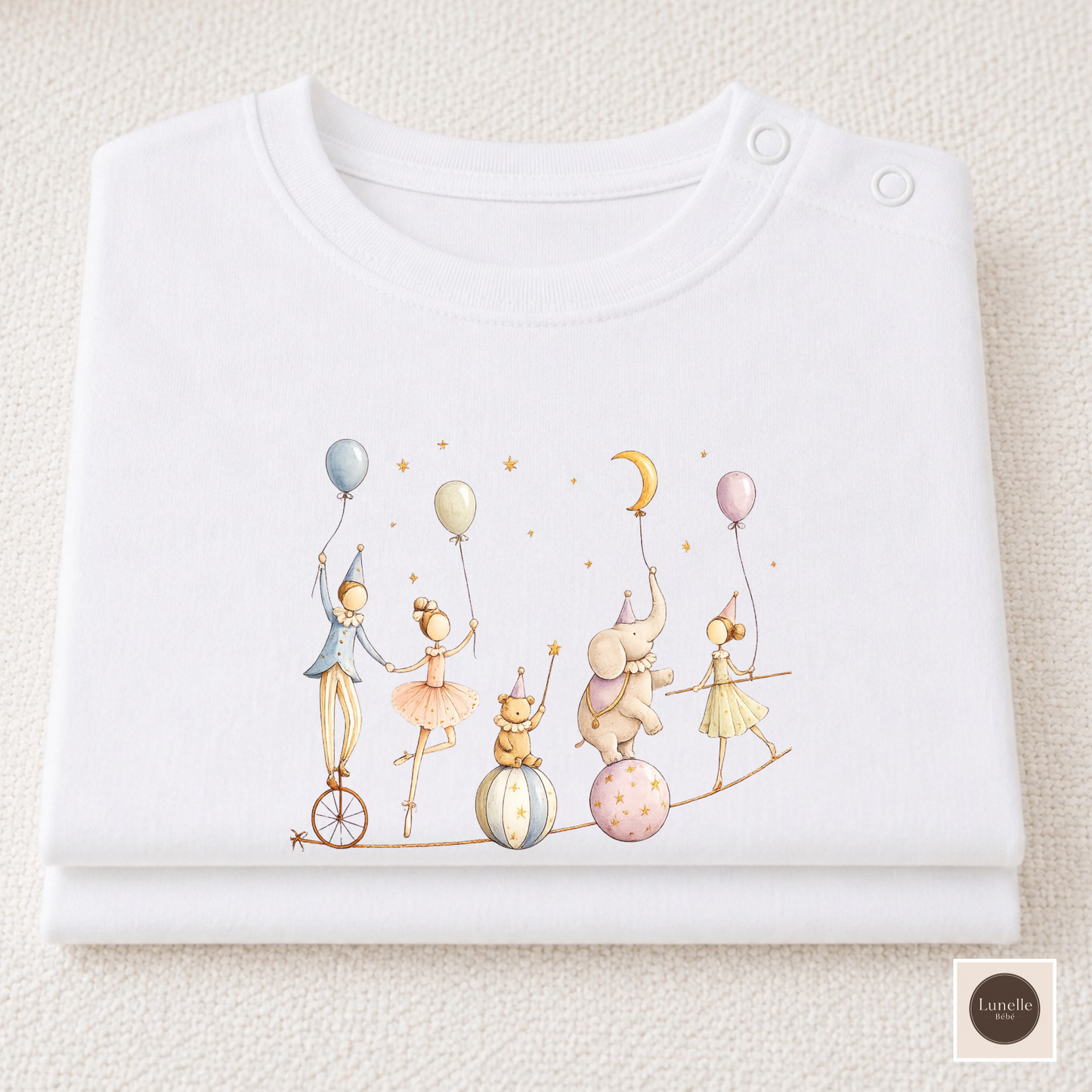 Organic Baby Circus T-Shirt, Luxury Baby Tee, Cute Baby Clothes, Neutral Baby Gift, Circus Animals Shirt, Newborn to 24M