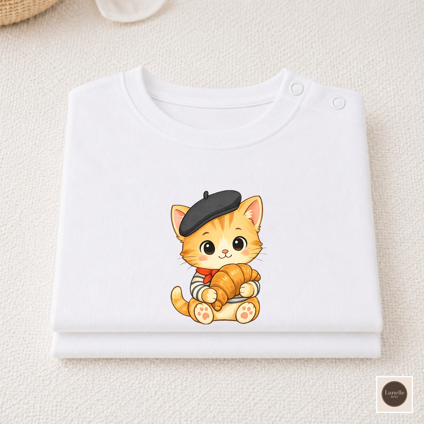 Cute Kitten Organic Baby T Shirt, Minimal Baby Tee, Boutique Baby Clothes, Cat Baby Shirt, European Baby Fashion, Baby Gift NB-24M