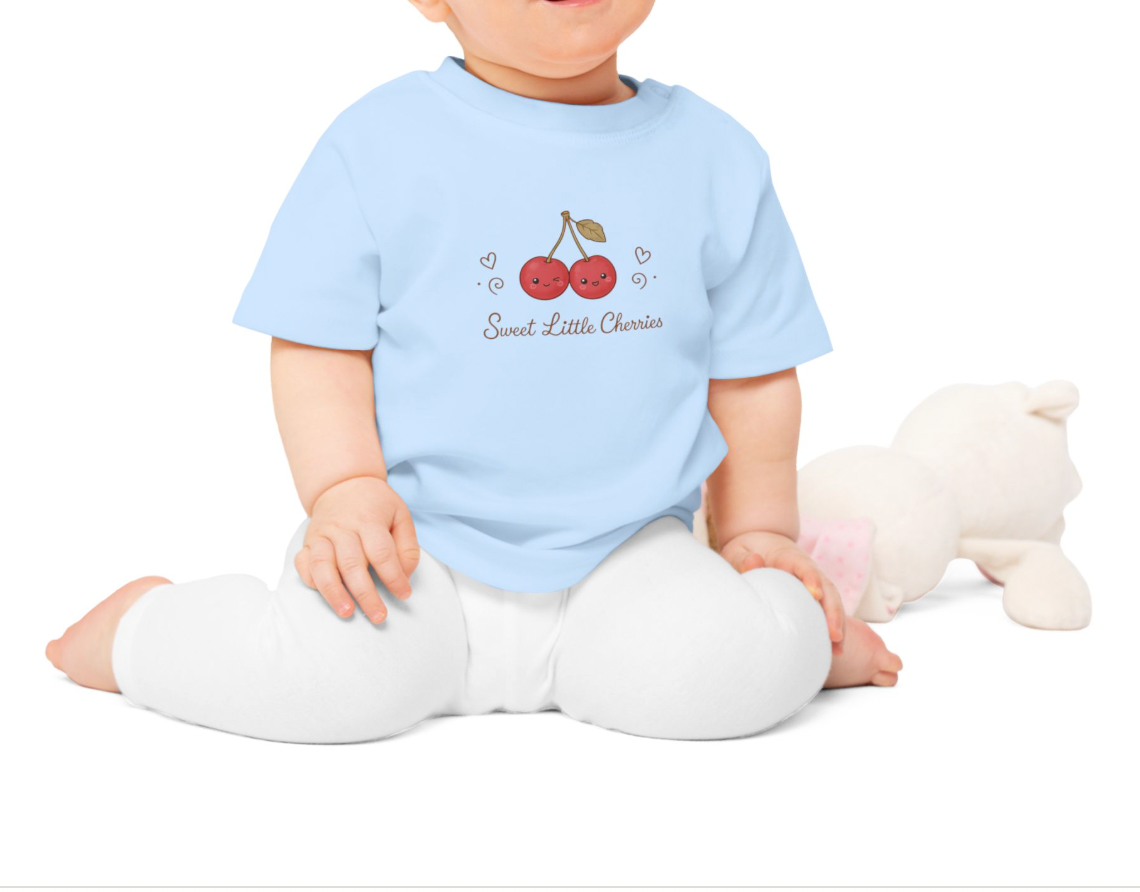 Organic Baby Cherry Shirt, Sweet Little Cherries Tee, Cute Fruit Baby T Shirt, Minimal Baby Outfit, Organic Infant Tee, Twins T-Shirt NB-24M