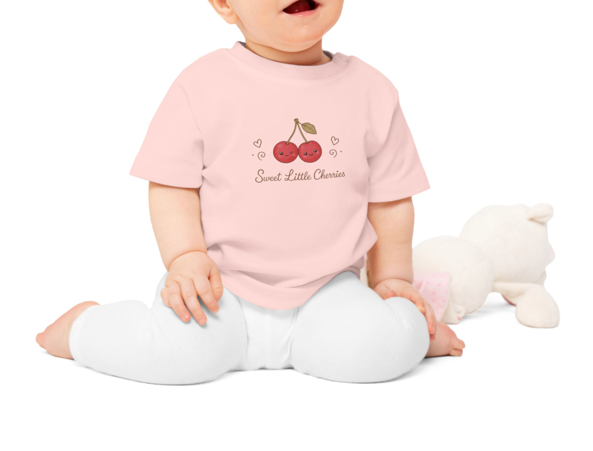 Organic Baby Cherry Shirt, Sweet Little Cherries Tee, Cute Fruit Baby T Shirt, Minimal Baby Outfit, Organic Infant Tee, Twins T-Shirt NB-24M