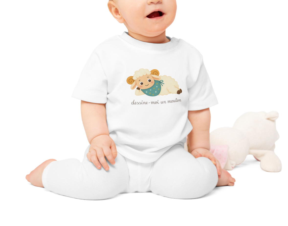 Organic Cotton T-Shirt Bébé « Dessine-moi un mouton » Inspiré du Petit Prince (3M-18M) | New Baby Gift, | Toddler T-shirt
