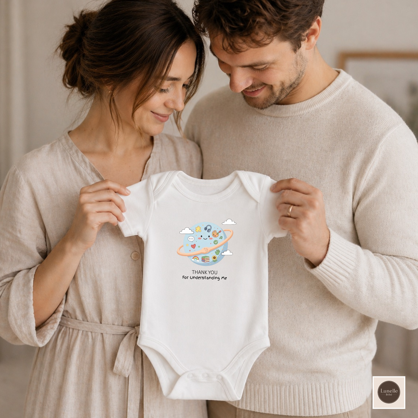 Sensory-Friendly Baby Bodysuit | Autism Acceptance | Positive Gift for special kids - "Thank you for Understanding Me" Graphic Romper