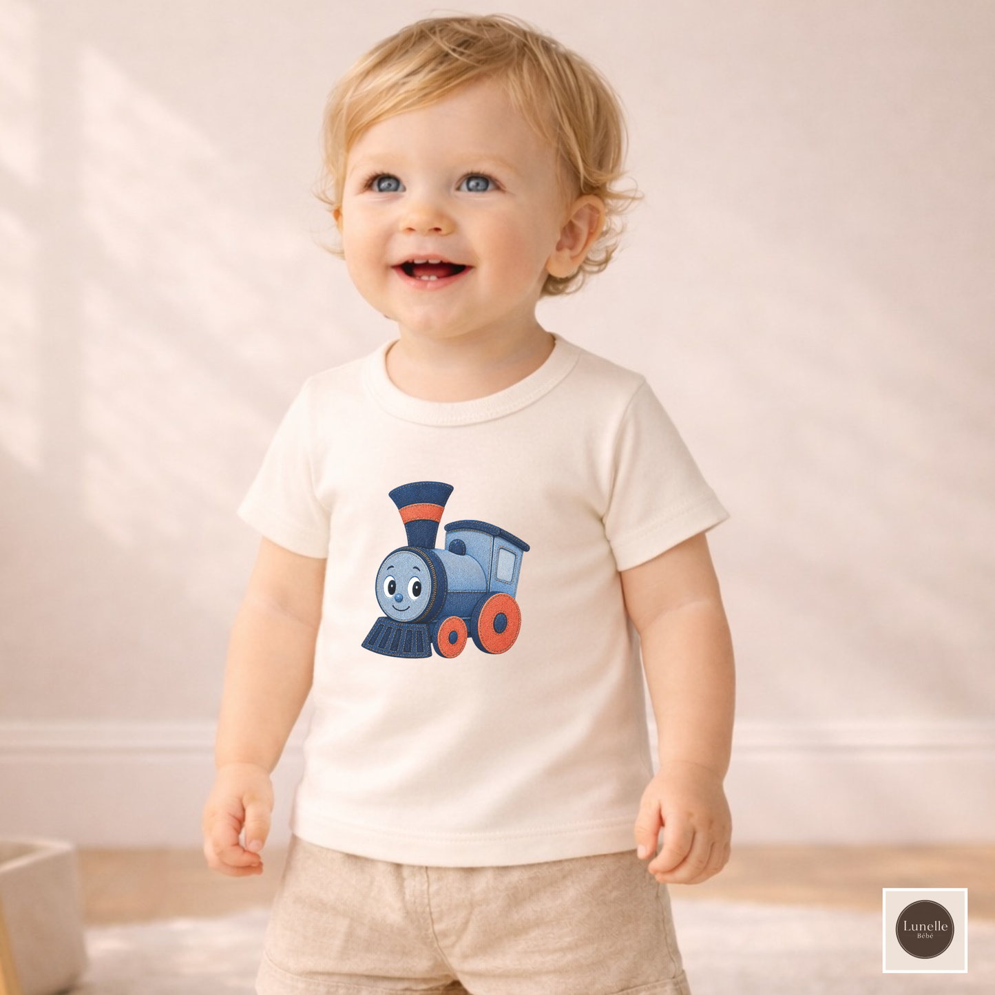 Train Toddler Shirt, Cute Locomotive T Shirt, Train Lover Gift for Boys, Railroad Kids Tee, Toddler Gift, Train Birthday Outfit, Denim Style