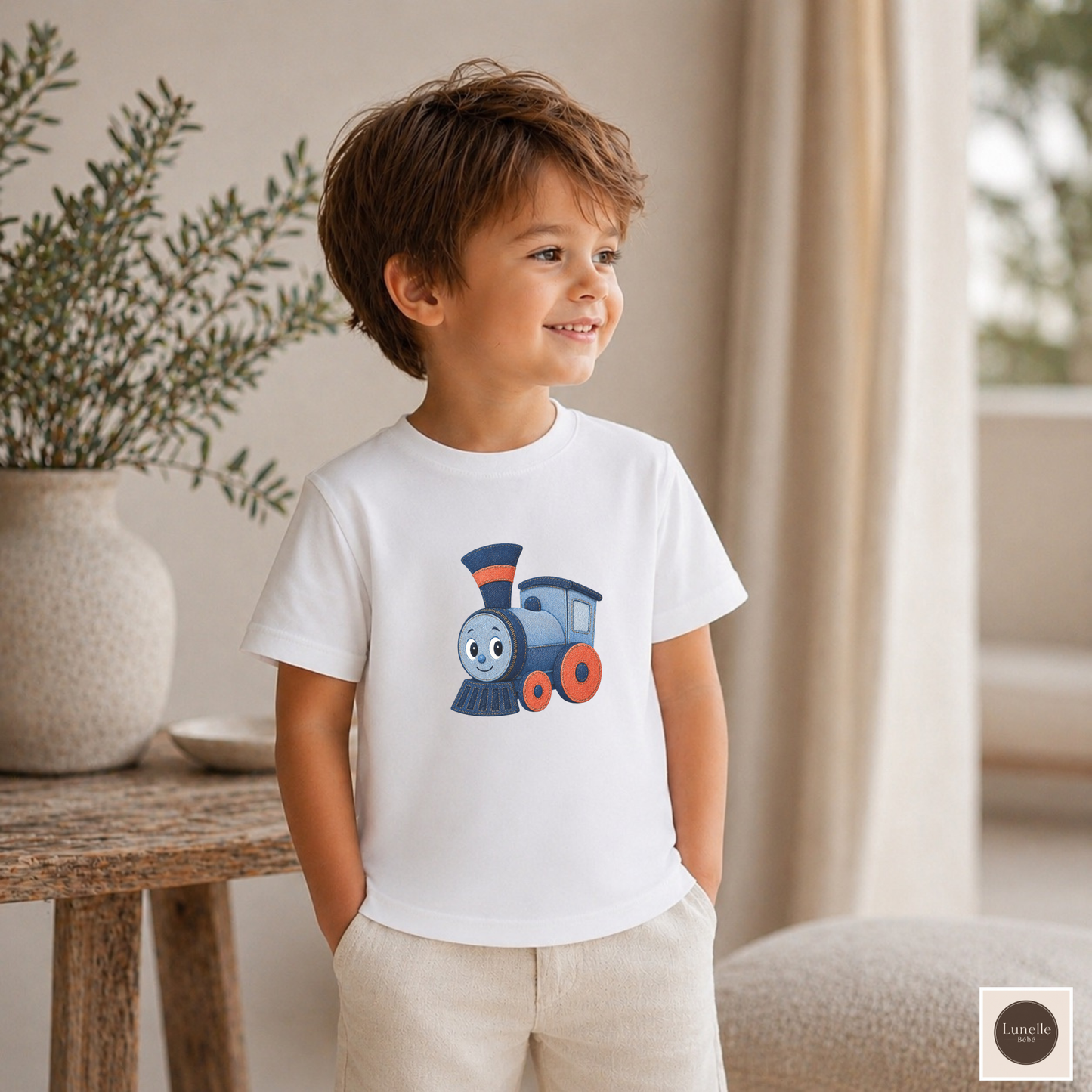 Train Toddler Shirt, Cute Locomotive T Shirt, Train Lover Gift for Boys, Railroad Kids Tee, Toddler Gift, Train Birthday Outfit, Denim Style