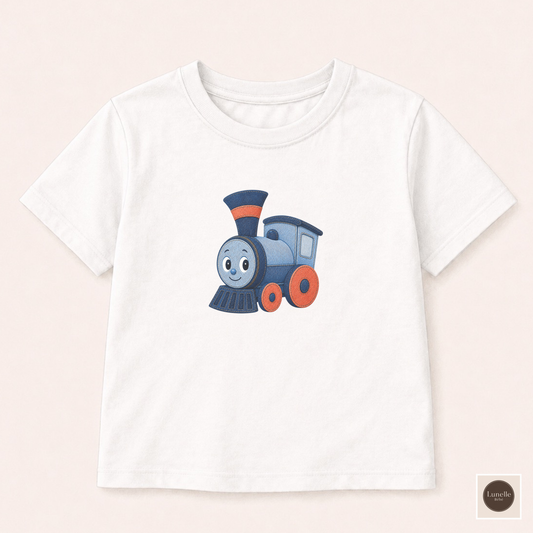 Train Toddler Shirt, Cute Locomotive T Shirt, Train Lover Gift for Boys, Railroad Kids Tee, Toddler Gift, Train Birthday Outfit, Denim Style