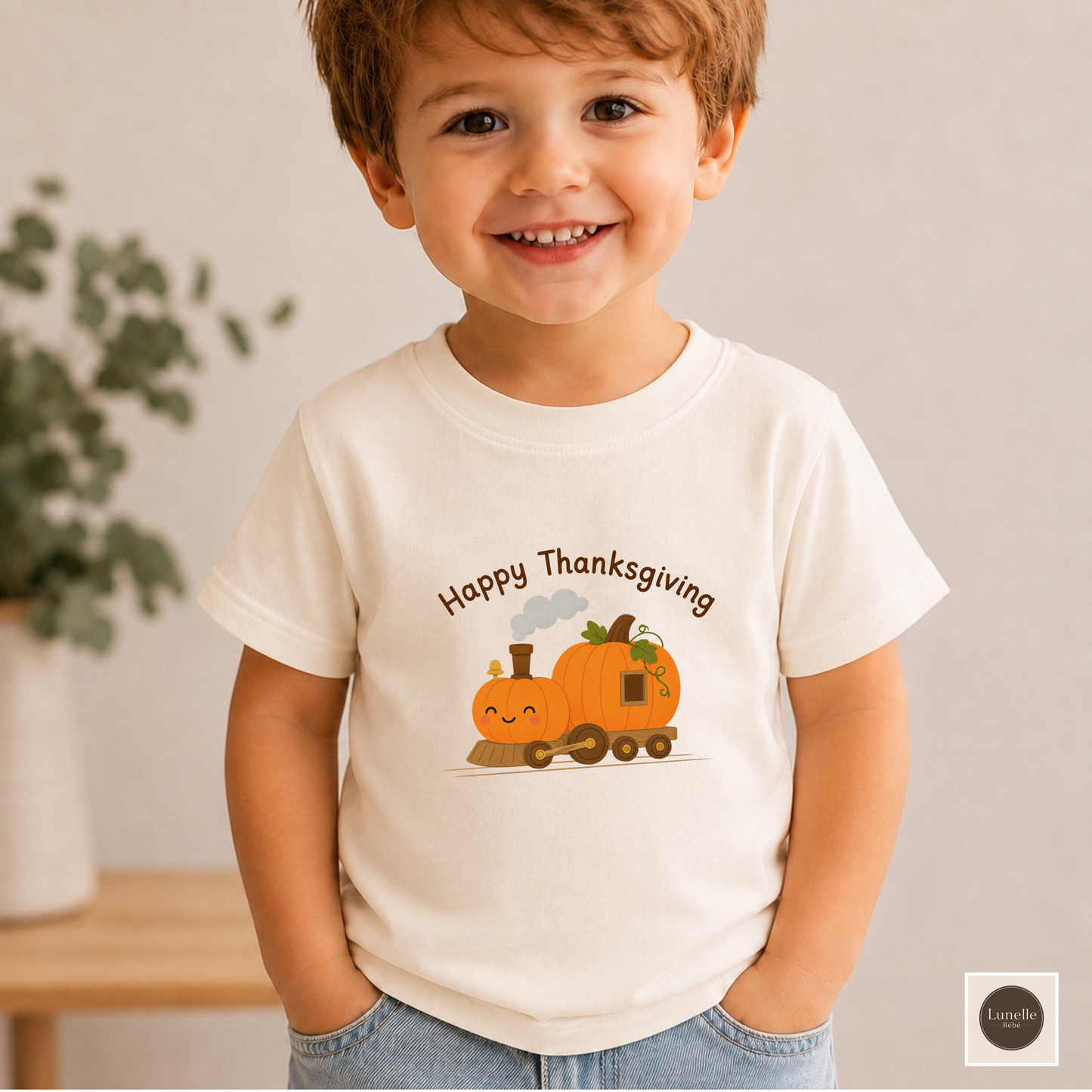Happy Thanksgiving Pumpkin Toddler T-Shirt | Thanksgiving Tee | 100% Cotton