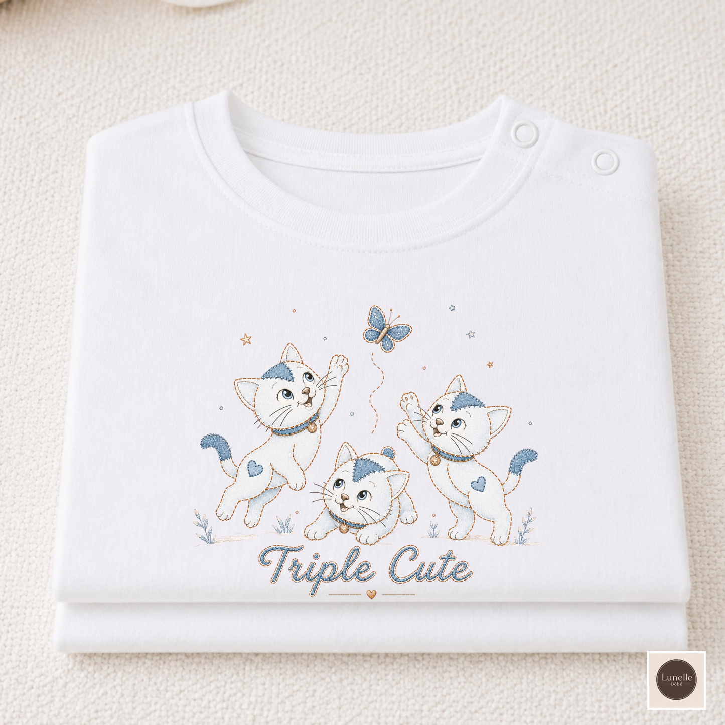 Organic Baby T-Shirt | Triple Cute Kittens | Organic Cotton Baby Tee | NB–24M | Gender Neutral Baby Gift