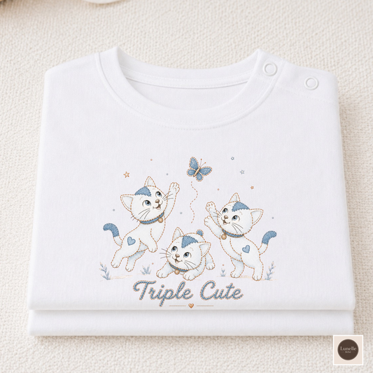 Organic Baby T-Shirt | Triple Cute Kittens | Organic Cotton Baby Tee | NB–24M | Gender Neutral Baby Gift
