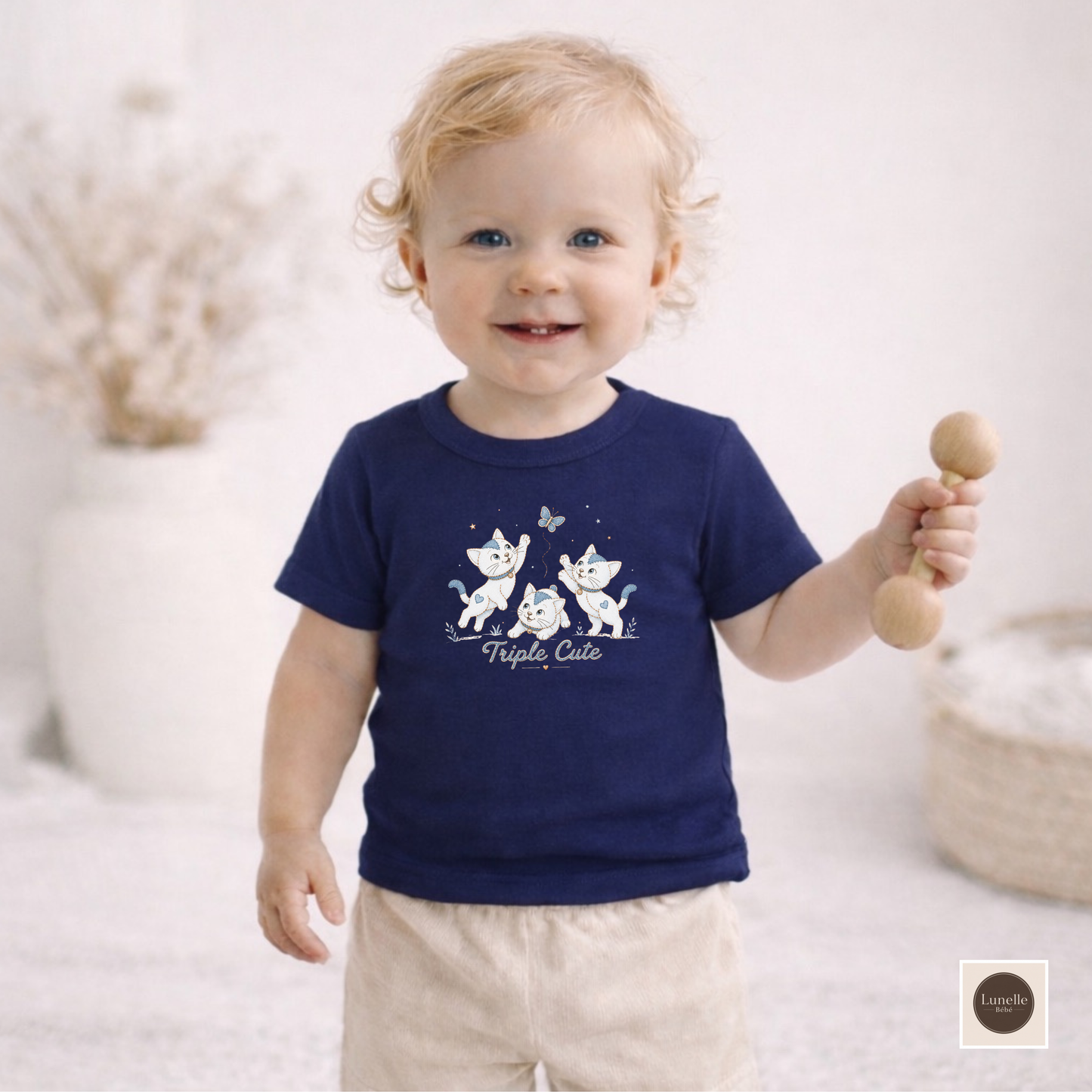 Organic Baby T-Shirt | Triple Cute Kittens | Organic Cotton Baby Tee | NB–24M | Gender Neutral Baby Gift